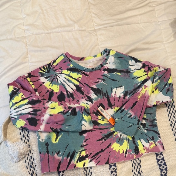 Colsie Tops - Colsie Tie-Dye Sweatshirt - Pink, Yellow, Teal  NWT